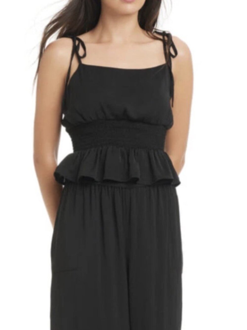 RED CARTER Peplum Cover-up Tank Top MSRP $98 Small, Black